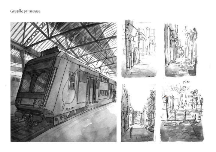 croquis gare et rues à Paris